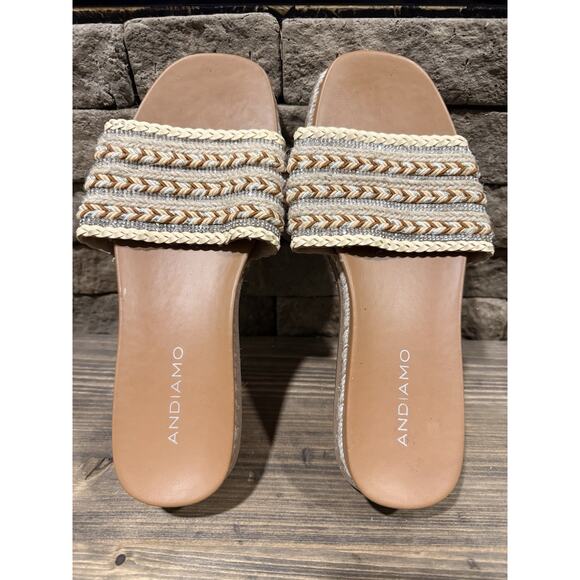 ANDIAMO Shoes - Women’s Andiamo Flat Slides Boho Hemp Braid Size 7.5 M.
